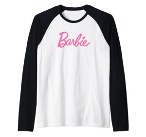 barbie classic pink logo raglan baseball tee