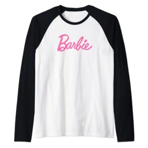 Barbie Classic Pink Logo Raglan Baseball Tee