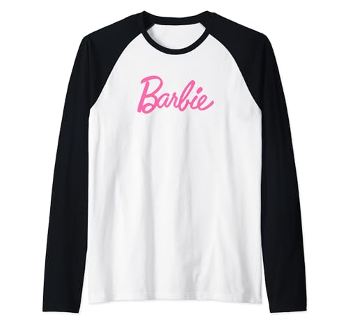 Barbie Classic Pink Logo Raglan Baseball Tee