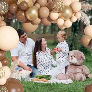 150PCS Brown Balloons Garland Arch Kit, Different Size Brown Nude Boho Blush Tan Neutral Beige Gold Balloons for Woodland Tedy Bear Baby Shower Wedding Jungle Safari Birthday Party Decorations