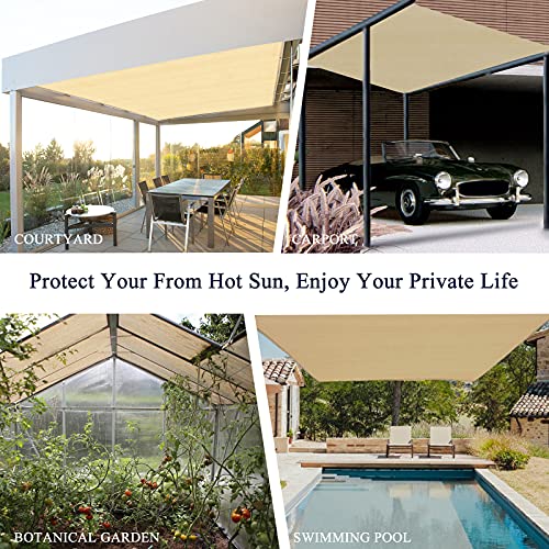 ABOSUN Outdoor Sun Shade Cloth, 6’ x 12’, Pergola, Deck, and Backyard Patio Sunshade with UV Protection, Heat Resistant HDPE Material, Reinforced Grommets (6x12 FT,Wheat)