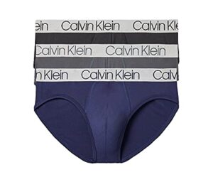 calvin klein men`s microfiber hip briefs pack of 3 (obsidian(np2211-905)/grey, s)