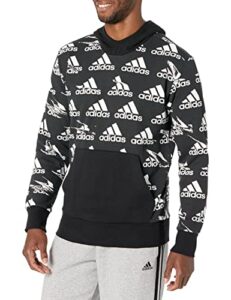adidas men's essentials brandlove hoodie, black, medium