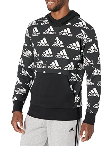 adidas Men's Essentials Brandlove Hoodie, Black, Medium