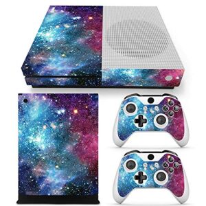xbox one s skins wrap sticker with two free wireless controller decals, whole body protective vinyl skin decal cover for microsoft xbox one slim console - blue galaxy