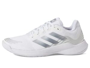 adidas women's novaflight volleyball sneaker, white/silver metallic/white, 9