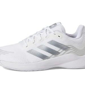 adidas Women's Novaflight Volleyball Sneaker, White/Silver Metallic/White, 9