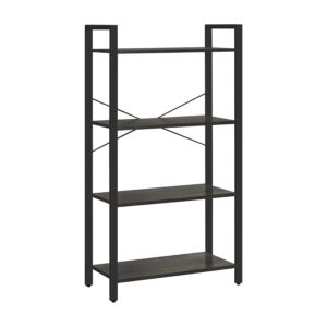 vasagle bookshelf, 4-tier shelving unit, bookcase, book shelf, 11.8 x 25.9 x 47.2 inches, for home office, living room, charcoal gray and black ulls060b04
