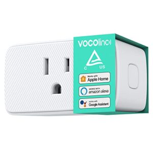 vocolinc homekit smart plug works with alexa, apple home, google assistant, wifi smart plug that work with alexa, electrical timer outlet support siri, no hub required, 15a, 2.4ghz, 110～120v (1 pack)