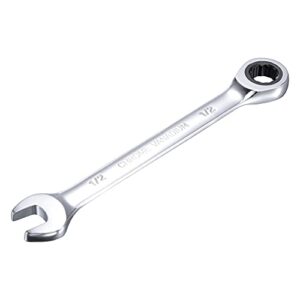 uxcell 1/2 inch ratcheting combination wrench sae 72 teeth 12 point ratchet box ended spanner tools, cr-v
