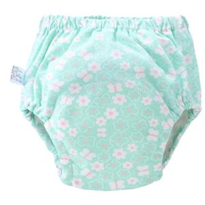 2pcs Breathable Cloth Bag Cotton Washable Nappy Leak Proof Cloth Diaper - Size S(1pc Green Flower, 1pc Fox)