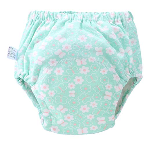 2pcs Breathable Cloth Bag Cotton Washable Nappy Leak Proof Cloth Diaper - Size S(1pc Green Flower, 1pc Fox)