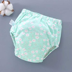 2pcs Breathable Cloth Bag Cotton Washable Nappy Leak Proof Cloth Diaper - Size S(1pc Green Flower, 1pc Fox)