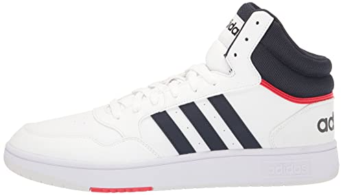 adidas Adult Hoops 3.0 Mid White/Legend Ink/Vivid Red 9