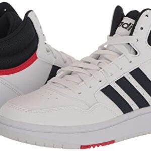 adidas Adult Hoops 3.0 Mid White/Legend Ink/Vivid Red 9