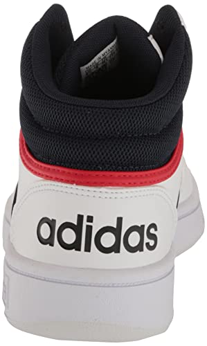 adidas Adult Hoops 3.0 Mid White/Legend Ink/Vivid Red 9