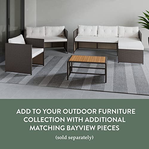 Edenbrook Bayview Rattan Patio Furniture - Mix and Match Outdoor Furniture, Table Only, Brown Rattan/Grey Wood, 29.5"D x 17.75"W x 15.75"H