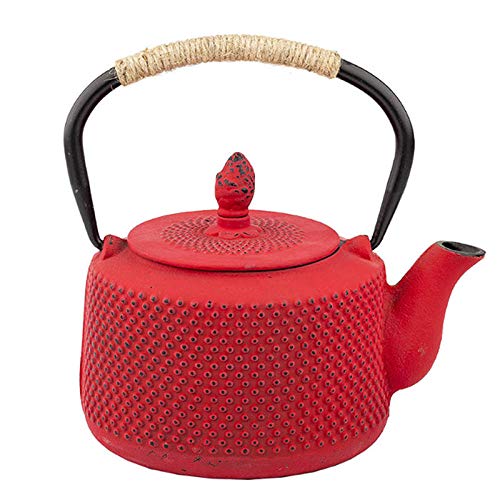 Japanese cast iron teapot with tea egg filter gas stove kettle 850ml metal red teapot lift iron water kettle kung fu tea set-Red