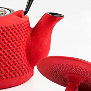 Japanese cast iron teapot with tea egg filter gas stove kettle 850ml metal red teapot lift iron water kettle kung fu tea set-Red