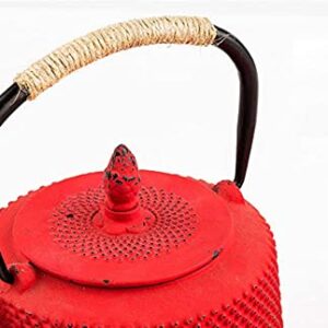 Japanese cast iron teapot with tea egg filter gas stove kettle 850ml metal red teapot lift iron water kettle kung fu tea set-Red