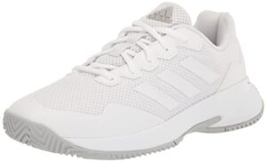 adidas women's gamecourt 2 tennis shoe, white/white/grey, 9.5