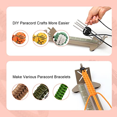 Catcan 2 in 1 Paracord Jig, Paracord Bracelet and Paracord Jig Making Kit, Adjustable Length DIY Craft Paracord Tools 4" to 13" with Free Cord and Buckles