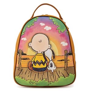 loungefly peanuts charlie and snoopy sunset womens double strap shoulder bag purse