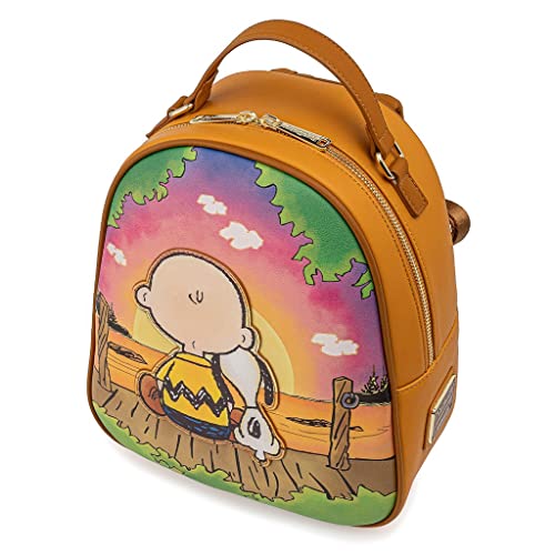 Loungefly Peanuts Charlie and Snoopy Sunset Womens Double Strap Shoulder Bag Purse