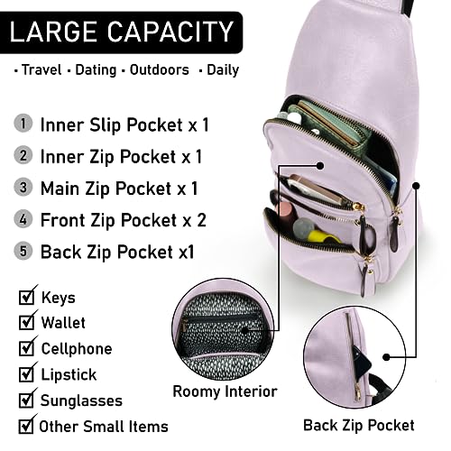 Emperia Small Sling Bag Fanny Packs Crossbody Bags Travel Backpack Chest Bag Gifts for Women Men Lilac