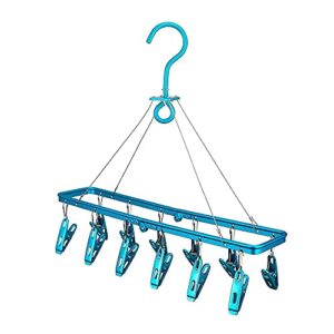 KANGCAI Underwear Hangers for Drying Metal Clothes Drying Rack, Laundry Drying Racks,Drying Racks, Foldable Laundry Clips,Small Drying Clothes, pins, Clips for Apartments （Blue）