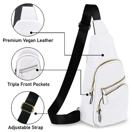 Emperia Small Sling Bag Fanny Packs Crossbody Bags Travel Backpack Chest Bag Gifts for Women Men White