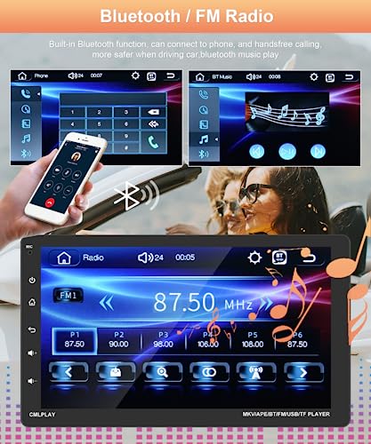 Car Stereo Single Din Apple Carplay, Rimoody 9 Inch Detachable Touch Screen Car Radio with Bluetooth Android Auto FM Radio Mirror Link TF/USB/AUX Input Car Multimedia Player + Backup Camera