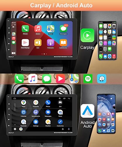 Car Stereo Single Din Apple Carplay, Rimoody 9 Inch Detachable Touch Screen Car Radio with Bluetooth Android Auto FM Radio Mirror Link TF/USB/AUX Input Car Multimedia Player + Backup Camera