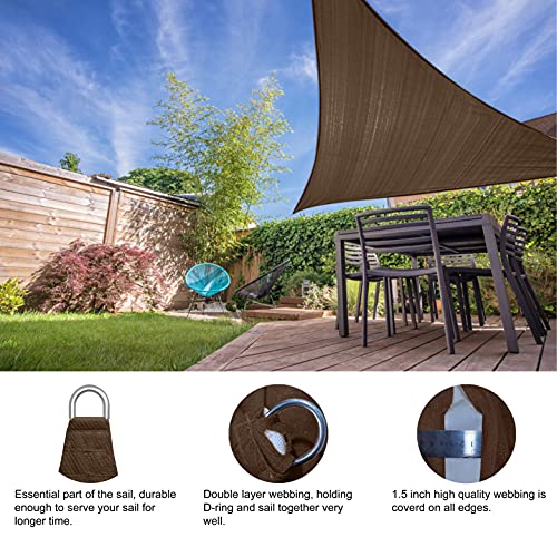 ABCCANOPY Sun Shade Sail, 17'x17'x23' UV Block Canopy Sun Awning for Patio, Deck, Backyard (Brown)