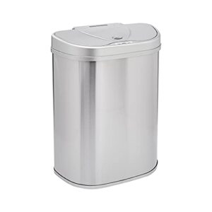 amazon basics automatic hands-free stainless steel d-shaped trash can, 70 liter, 3 bins