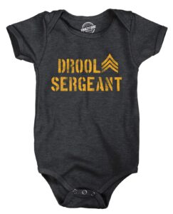 drool sergeant baby bodysuit funny military army sarcastic infant jumper crazy dog novelty infant rompers with sarcastic sayings soft comfortable funny onesie heather black 6 months