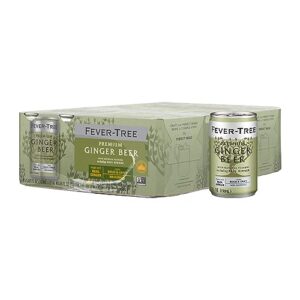 fever tree ginger beer - premium quality mixer - refreshing beverage for cocktails & mocktails. naturally sourced ingredients, no artificial sweeteners or colors - 150 ml cans - pack of 24