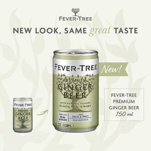 Fever Tree Ginger Beer - Premium Quality Mixer - Refreshing Beverage for Cocktails & Mocktails. Naturally Sourced Ingredients, No Artificial Sweeteners or Colors - 150 ML Cans - Pack of 24