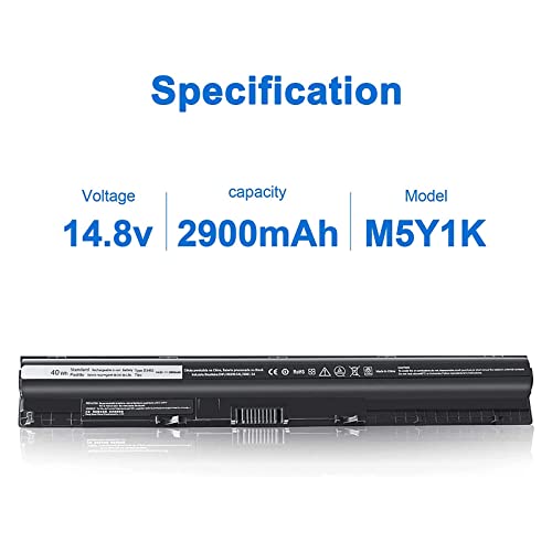 Dell 40wh Standard Rechargeable Li-ion Battery Type M5Y1K 14.8V, Dell 40 WHR 4-Cell Primary Lithium-ion Battery, M5Y1K 14.8V Dell Laptop Battery for Inspiron 15 5000 3000 3551 3558 5558 yu12005-13001d