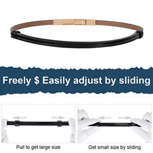 WHIPPY 4 Pack Women Skinny Leather Belt Adjustable Fashion Dress Belt Thin Waist Belts for Ladies Girls(Black Brown White Gray)