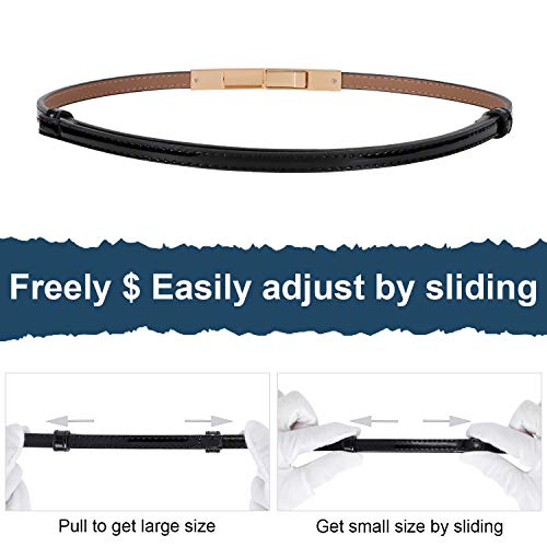 WHIPPY 4 Pack Women Skinny Leather Belt Adjustable Fashion Dress Belt Thin Waist Belts for Ladies Girls(Black Brown White Gray)