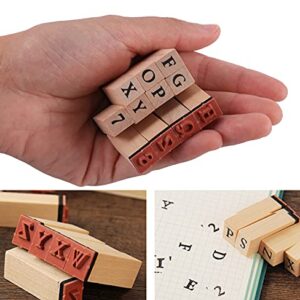 Wooden Rubber Stamps Kit, 36pcs Vintage Wooden Rubber Alphabet Letter Number Stamps Set, Craft Ink Stamp Stamper Seal Set with Wooden Storage Box - for Card Making, DIY Planner, Scrapbooking