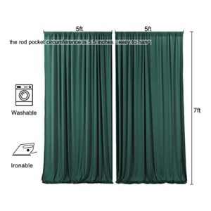 Hunter Green Backdrop Curtain for Parties Wrinkle Free Dark Green Photo Curtains Backdrop Drapes Fabric Decoration for Baby Shower Birthday Party Photography 5ft x 7ft,2 Panels