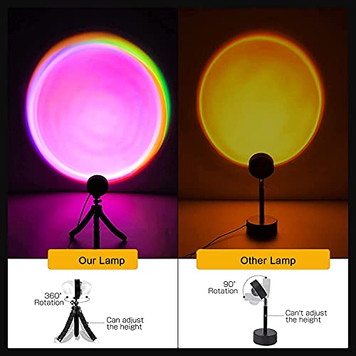 X-Kim 16 Colors Sunset Lamp Projector 360 Degree Rotation Color Changing Rainbow Projection Light Romantic Visual LED Light with Tripod Sunset Floor Lamp for Photography Home Party Bedroom