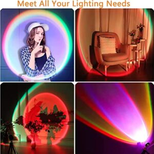 X-Kim 16 Colors Sunset Lamp Projector 360 Degree Rotation Color Changing Rainbow Projection Light Romantic Visual LED Light with Tripod Sunset Floor Lamp for Photography Home Party Bedroom