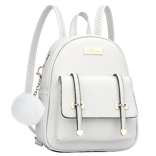 KKXIU Women Small Backpack Purse Convertible Leather Mini Daypacks Crossbody Shoulder Bag (White)