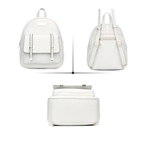 KKXIU Women Small Backpack Purse Convertible Leather Mini Daypacks Crossbody Shoulder Bag (White)