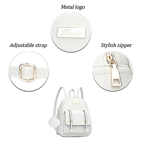 KKXIU Women Small Backpack Purse Convertible Leather Mini Daypacks Crossbody Shoulder Bag (White)