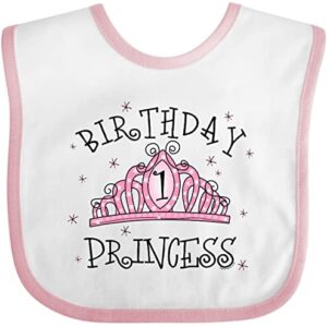 inktastic Tiara 1st Birthday Princess Baby Bib White and Pink 36a6