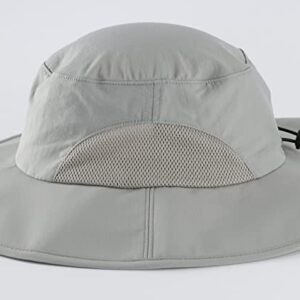 Home Prefer UPF50+ Mens Sun Hat with Neck Flap Wide Brim Mesh Fishing Hat Windproof Safari Hat Light Grey